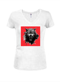 Red Wolf Juniors V Neck T-Shirt