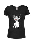 Reindeer Red Nose Juniors V Neck T-Shirt