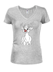 Reindeer Red Nose Juniors V Neck T-Shirt