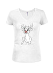 Reindeer Red Nose Juniors V Neck T-Shirt