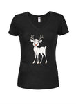 Smiling Deer Cartoon Juniors V Neck T-Shirt