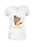 Stay Paw-sitive Juniors V Neck T-Shirt