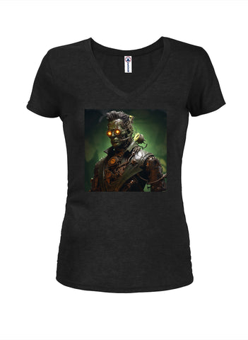 Steampunk Rockabilly Frankensteins Monster Juniors T-shirt col en V