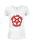 Support Your Local Satanic Cult Juniors V Neck T-Shirt