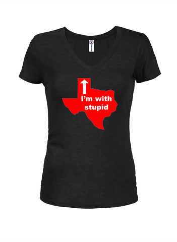 Texas I'm With Stupid Juniors V Neck T-Shirt