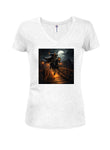 The Legend of Sleepy Hollow - The Headless Horseman on the bridge Juniors V Neck T-Shirt