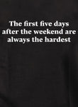 Los primeros cinco días después del fin de semana son siempre los más difíciles. Camiseta