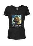 This is where I live in the world in my mind Juniors V Neck T-Shirt