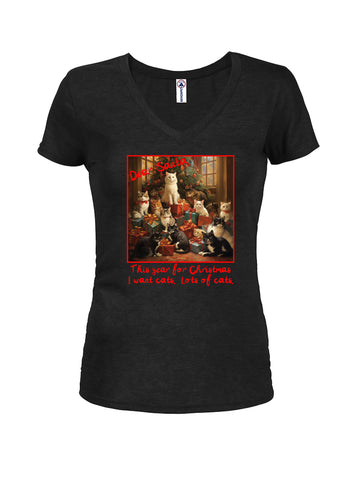 This year for Christmas I want cats.  Lots of cats Juniors V Neck T-Shirt