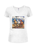 Three Horses Juniors V Neck T-Shirt
