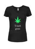 Touch grass Juniors V Neck T-Shirt