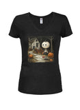 Trick or Treat graphic Juniors V Neck T-Shirt