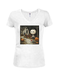 Trick or Treat graphic Juniors V Neck T-Shirt