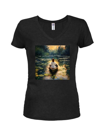 Water Lilies Juniors V Neck T-Shirt