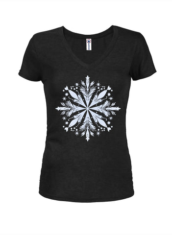 Winter Snowflake Juniors V Neck T-Shirt