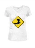 Witch Crossing Juniors V Neck T-Shirt