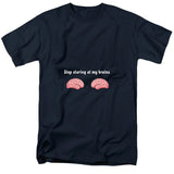Stop Staring at My Brains Navy T-Shirt