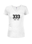 333 Half Evil Juniors V Neck T-Shirt