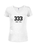 333 Half Evil Juniors V Neck T-Shirt