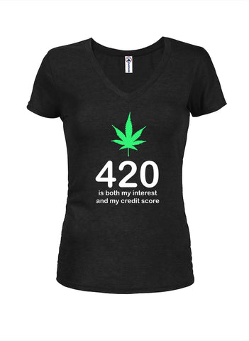 420 is both my interest and my credit score Juniors V Neck T-Shirt