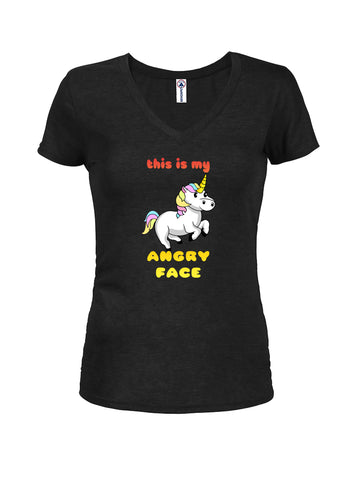 ANGRY FACE Juniors V Neck T-Shirt