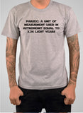 Parsec: una unidad de medida utilizada en camiseta de astronomía