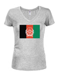 Camiseta con cuello en V para jóvenes con bandera de Afganistán