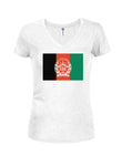 T-shirt à col en V pour juniors avec drapeau de l'Afghanistan