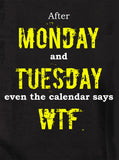 Après lundi et mardi, même le calendrier indique WTF T-Shirt