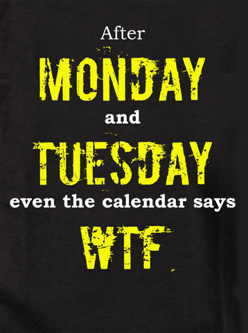 After Monday and Tuesday even the calendar say WTF Kids T-Shirt
