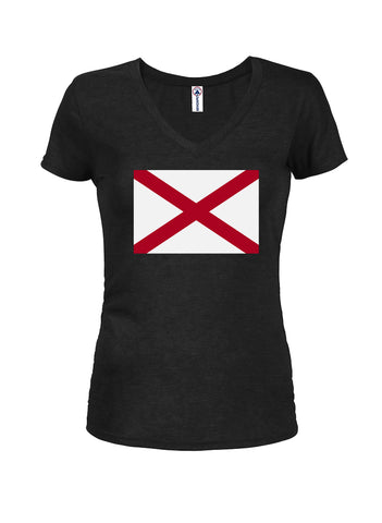 Camiseta con cuello en V para jóvenes con bandera del estado de Alabama
