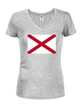 Camiseta con cuello en V para jóvenes con bandera del estado de Alabama