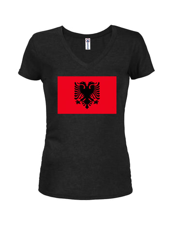Camiseta con cuello en V para jóvenes con bandera de Albania