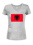 T-shirt à col en V pour juniors avec drapeau de l'Albanie