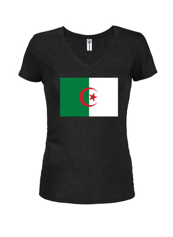 Camiseta con cuello en V para jóvenes con bandera de Argelia
