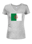 T-shirt à col en V pour juniors avec drapeau de l'Algérie