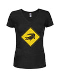 Alligator Crossing Juniors V Neck T-Shirt