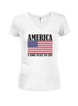 America A Cool Place To Live Juniors V Neck T-Shirt