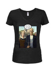 American Gothic Farts Juniors V Neck T-Shirt