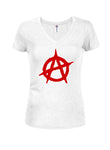 Anarchy Symbol Juniors V Neck T-Shirt