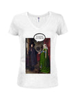 Arnolfini Portrait Single Wide Juniors V Neck T-Shirt