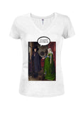 Arnolfini Portrait Single Wide Juniors V Neck T-Shirt