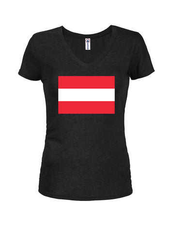 Camiseta con cuello en V para jóvenes con bandera de Austria