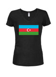 T-shirt à col en V pour juniors avec drapeau de l'Azerbaïdjan