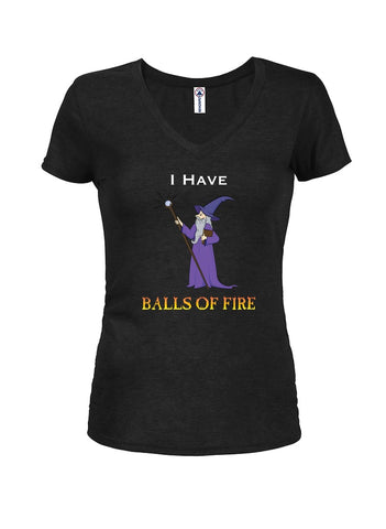 BALLS OF FIRE Juniors V Neck T-Shirt