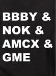 Camiseta BBBY, NOK, AMCX y GME