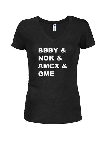 BBBY & NOK & AMCX & GME Juniors V Neck T-Shirt