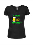 BEER MAGNET Juniors V Neck T-Shirt