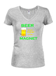 BEER MAGNET Juniors V Neck T-Shirt