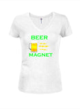 BEER MAGNET Juniors V Neck T-Shirt